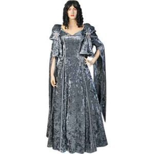 Crushed Velvet Renaissance Dress - Gray - MCI-295 - Medieval Collectibles