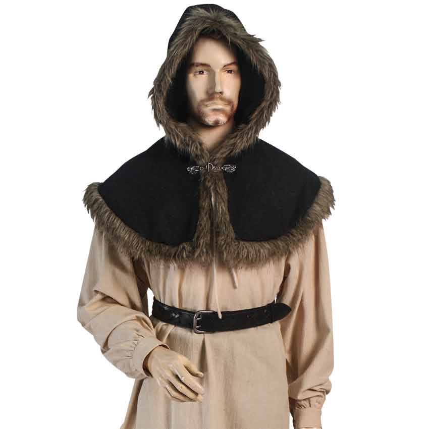 Fur trimmed cloak hot sale with hood