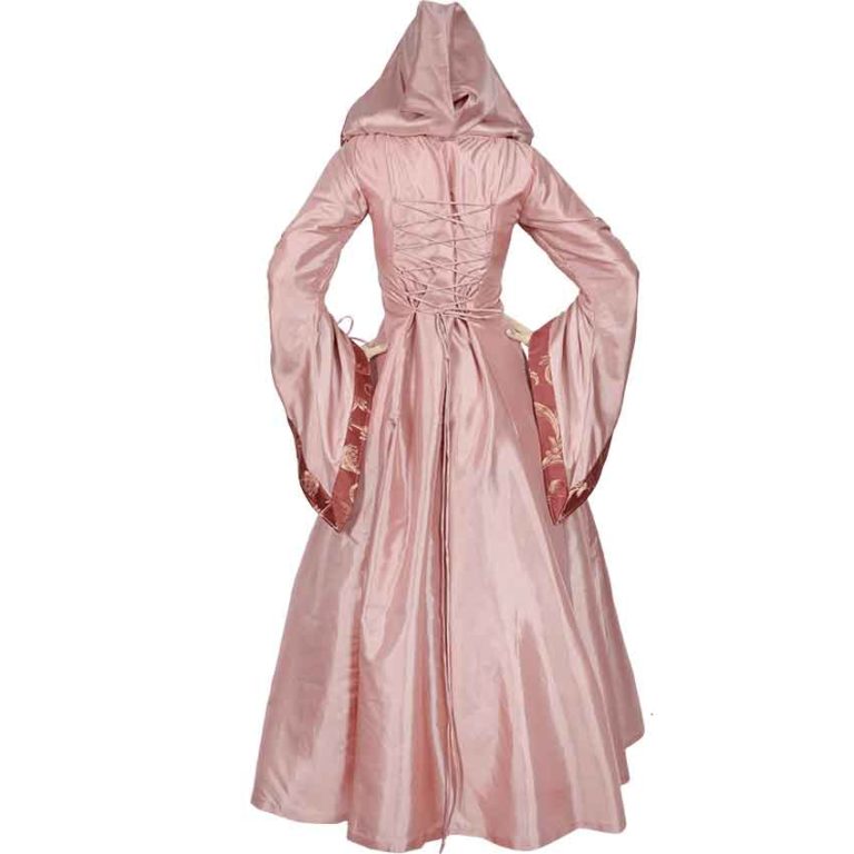 Hooded Renaissance Sorceress Gown - Rose and Red