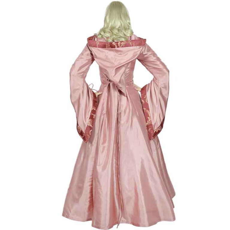 Hooded Renaissance Sorceress Gown - Rose and Red