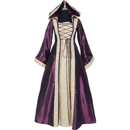 Hooded Renaissance Sorceress Gown - Purple and Ivory - MCI-496 ...