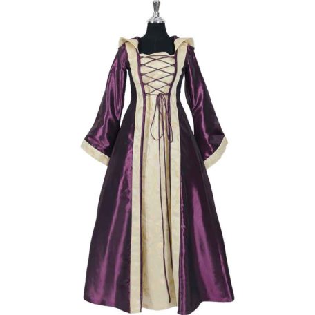 Hooded Renaissance Sorceress Gown - Purple and Ivory - MCI-496 ...