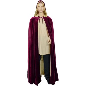 Long Velvet Cloak with Hood - MCI-613 - Medieval Collectibles