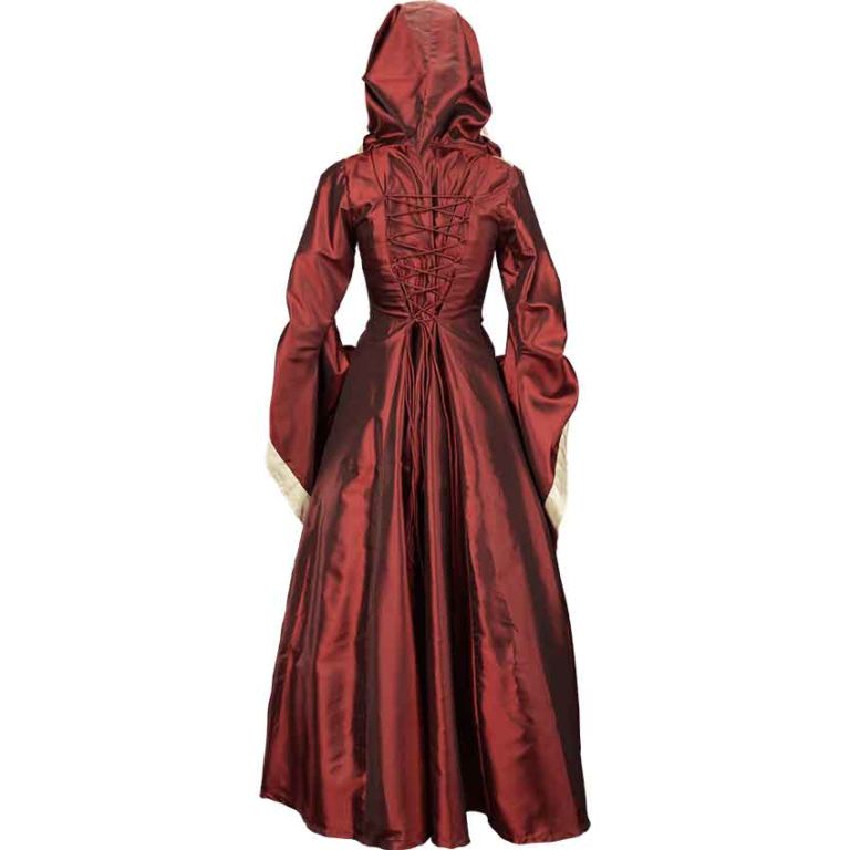 Hooded Renaissance Sorceress Dress - Burgundy - MCI-616-Burg - Medieval ...