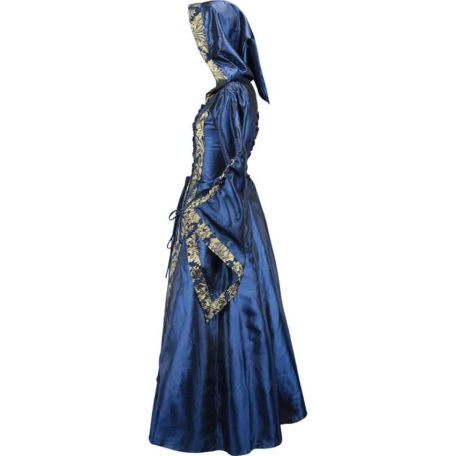 Alluring Damsel Dress with Hood - Blue with Gold - MCI-619 - Medieval ...