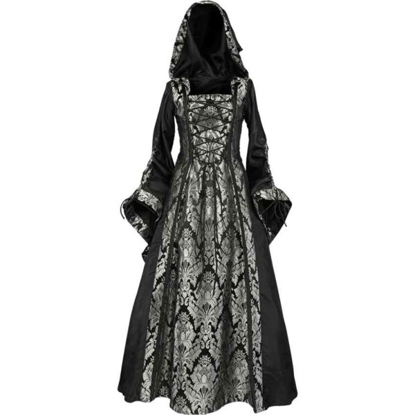 Alluring Damsel Dress with Hood - Black with Silver - MCI-621 ...