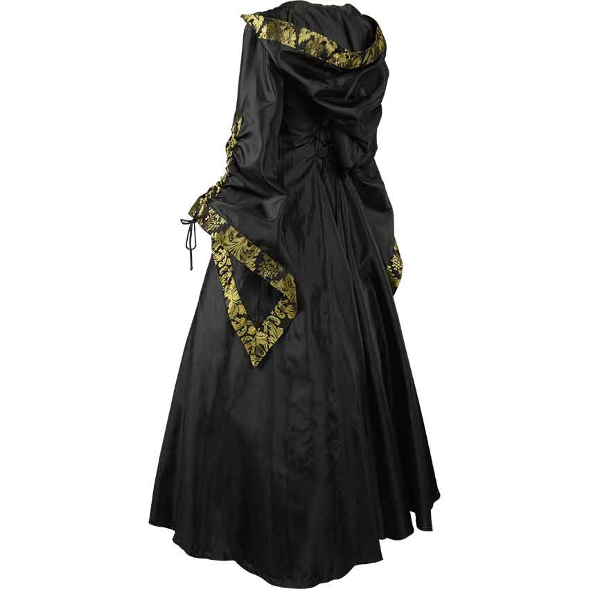 Alluring Damsel Dress with Hood - Black with Gold - MCI-624 - Medieval ...