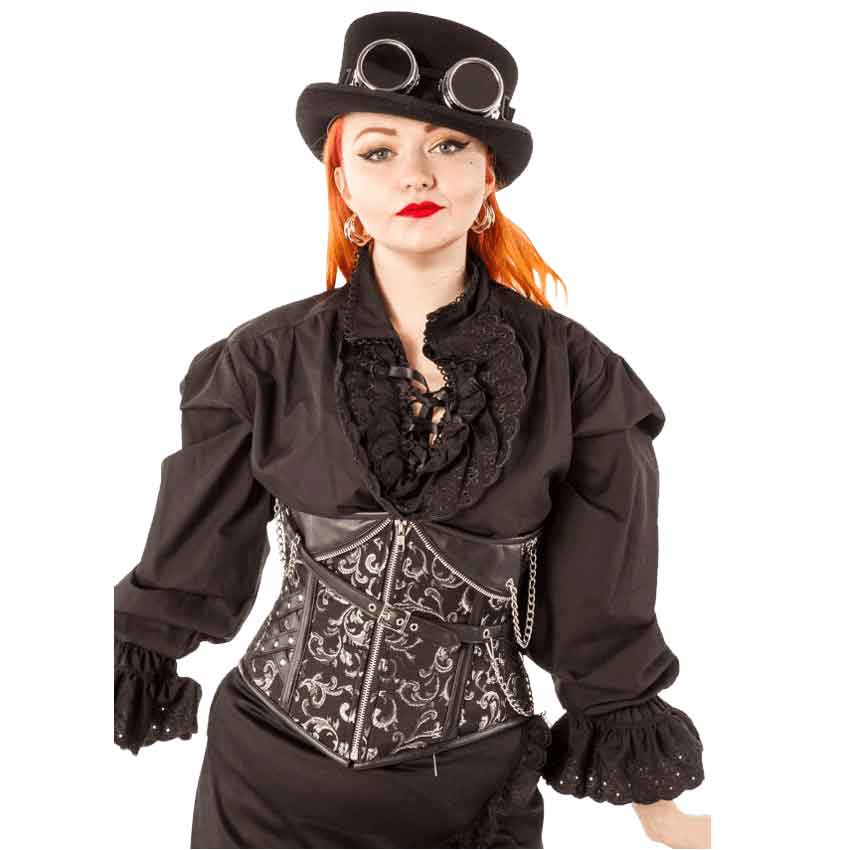 Wyile Black Steampunk Corset With Chains