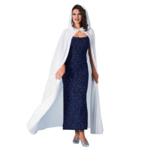 Full Length White Hooded Costume Cape