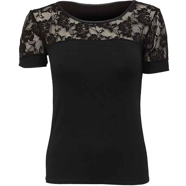 Womens Laced Shoulder Gothic T-Shirt - SL-PL316 - Medieval Collectibles