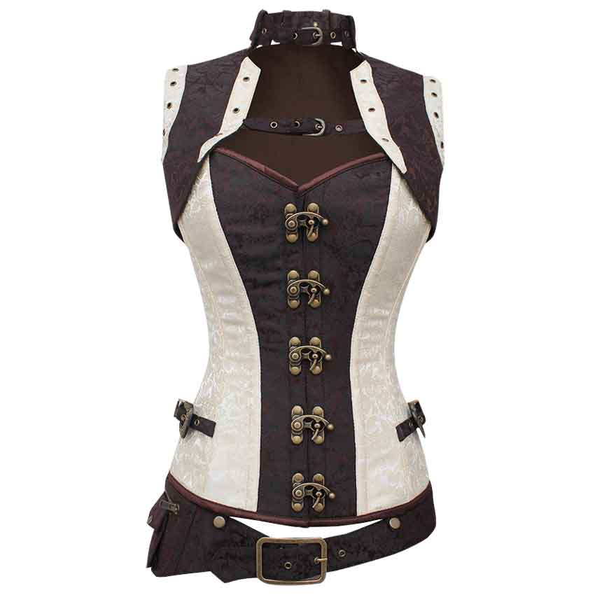 Cream Steampunk Corset and Jacket Set