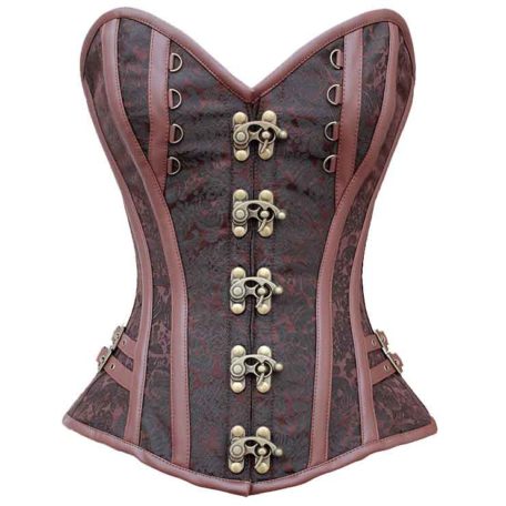 Brown Brocade Sweetheart Overbust Corset - VG-0037 - Medieval Collectibles