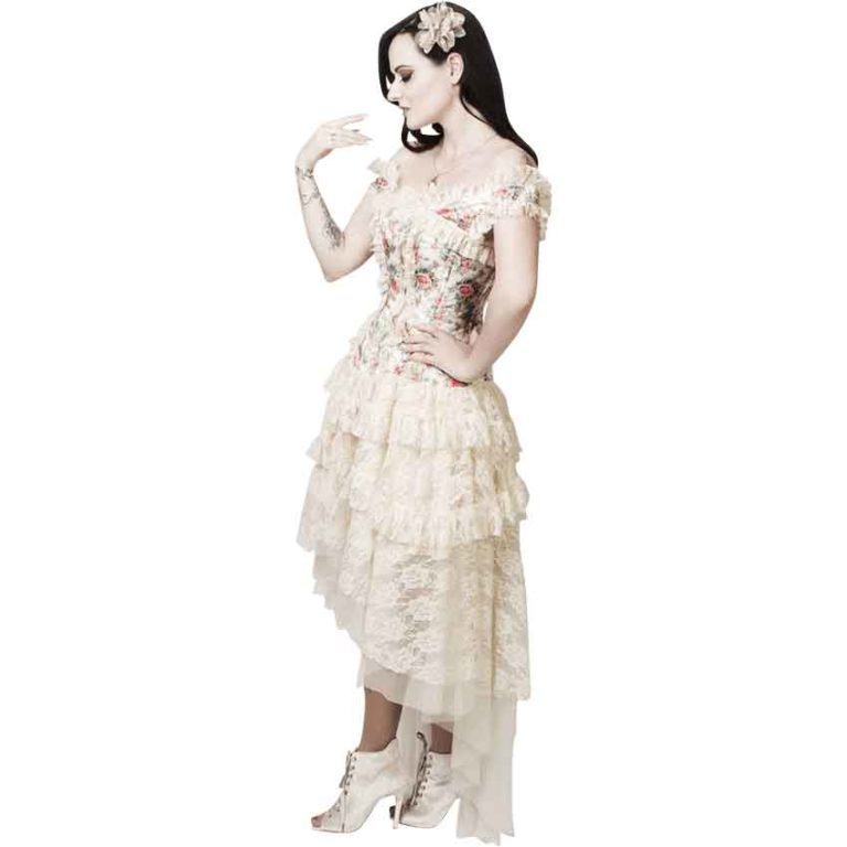 Victorian Velvet Floral Corset Dress