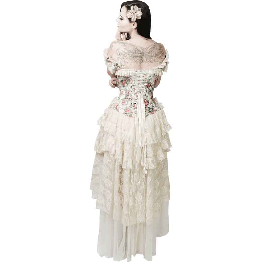 Victorian Velvet Floral Corset Dress - Medieval Collectibles