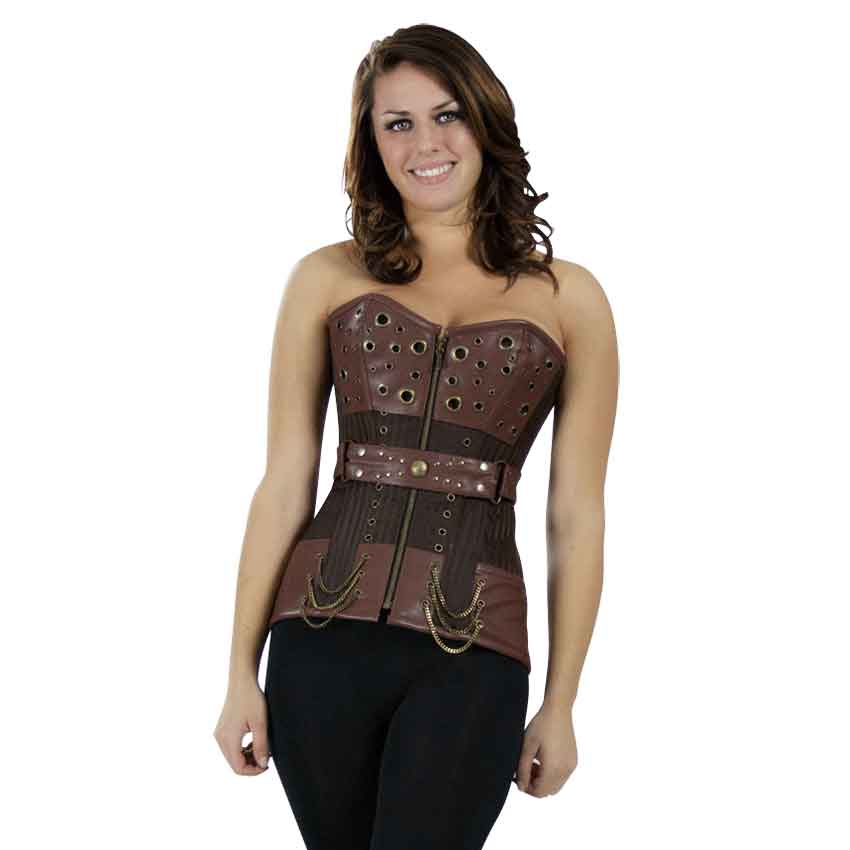 Steampunk Overbust Corset with Antique Metal Clasps