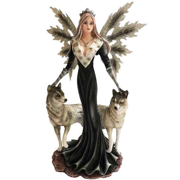 fairy with wolf figurine