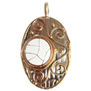 Mixed Metal White Stone Pendant