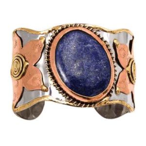 Mixed Metal Lapis Cuff Bracelet