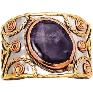 Mixed Metal Amethyst Cuff Bracelet