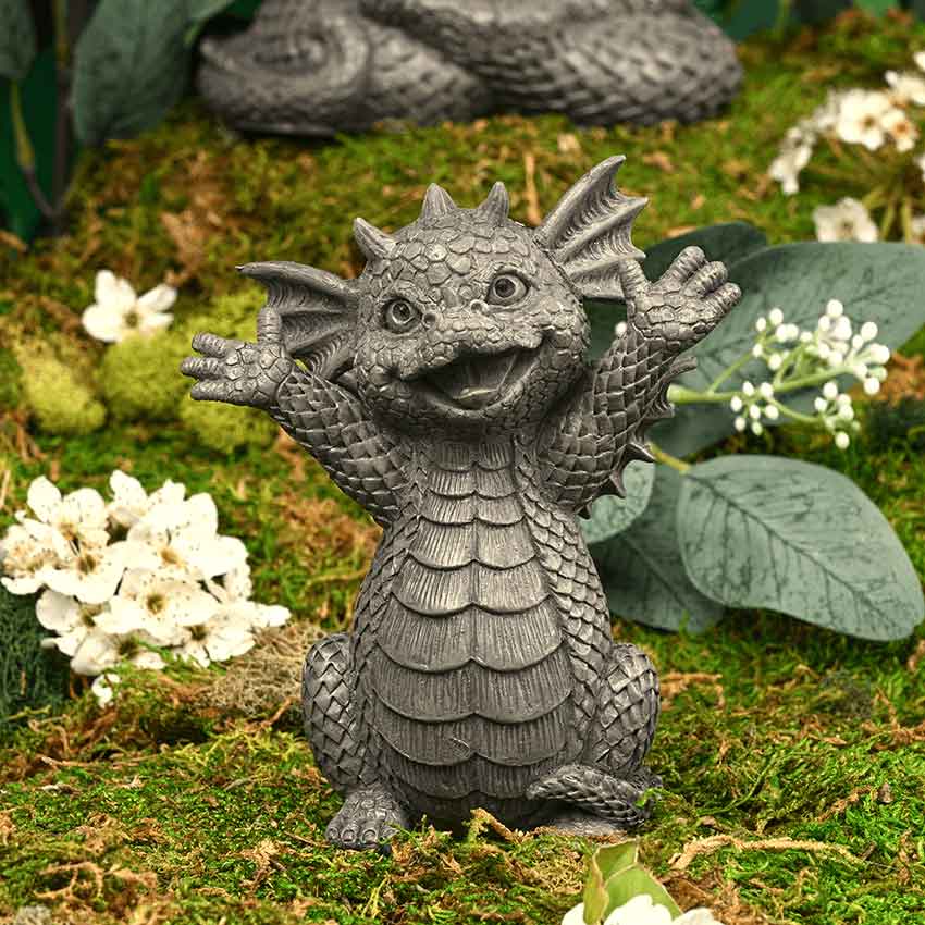 Small Happy Garden Dragon Statue