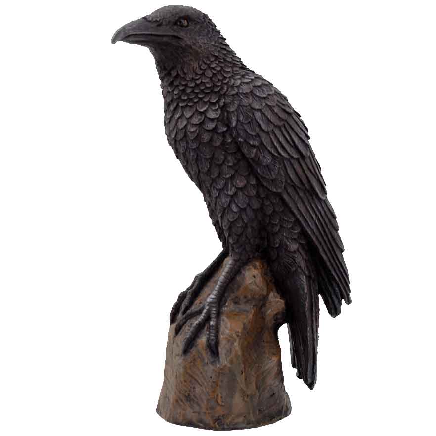 red raven resin statue