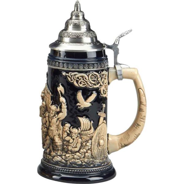 Leif Erikson Antique Blue Stein