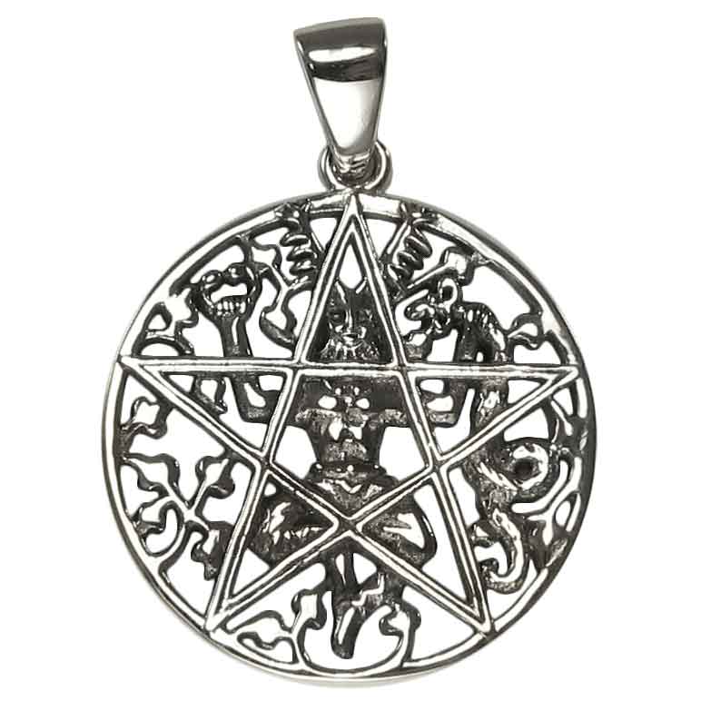 Silver Cernunnos Pentacle Pendant - DD-TPD-1218 - Medieval