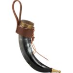 Brass Tipped Viking Drinking Horn With Leather Holder - HW-700777H ...