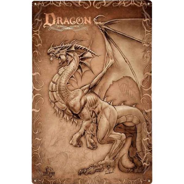 Dragon Parchment Metal Sign