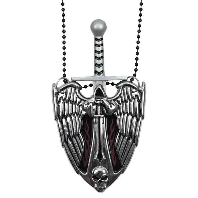 Silver Evil Angel Knife Necklace - NP-YC8991-SL - Medieval Collectibles