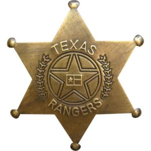 Brass Texas Rangers Badge