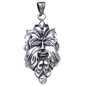 White Bronze Smiling Green Man Pendant