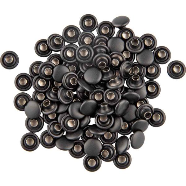 Double Cap Rivets - Black - 1/4 Inch - 100 Pack