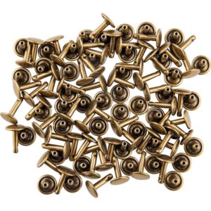 Medium Solid Brass Rivet Double Cap Leathercraft Fastener Cap 5/16 (8 mm)  Post 5/16 (8 mm)