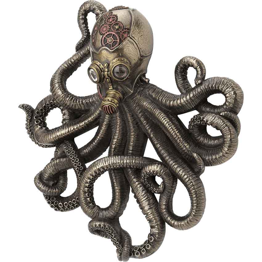 Bronze Finish Steampunk Style Octopus Rebreather Wall Hanging