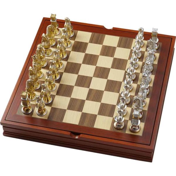 Medieval Chess Set with Box Board