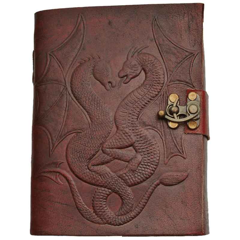 Dragon Duo Locked Leather Journal - ZS-242565-WL - Medieval Collectibles