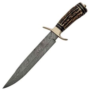 Stag Handle Damascus Hunting Knife