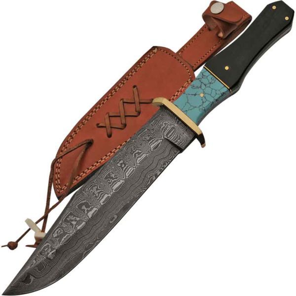 Turquoise Folded-Steel Bowie Knife - ZS-DM-1149 - Medieval Collectibles