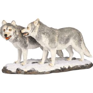 Grey Wolf Couple Statue