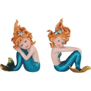 Colorful Mermaid Children Statue Set