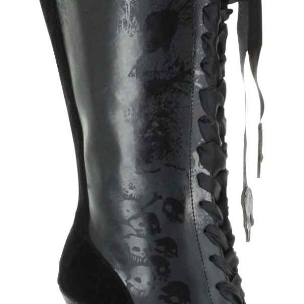 Grim Skull Knee High Boots