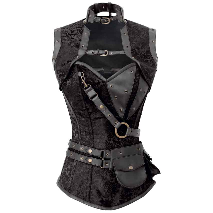 Black Steampunk Corset Dress Bustier Top Renaissance Blouse Pirate