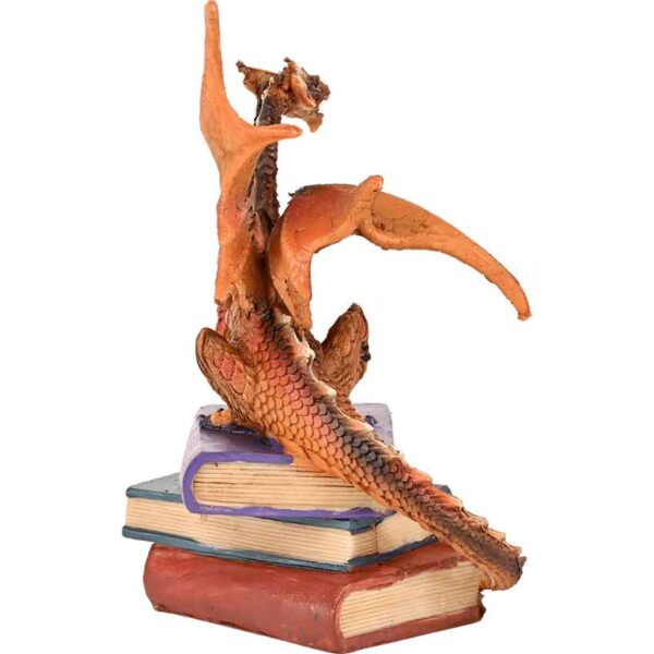 Red Dragon on Book Stack Statue