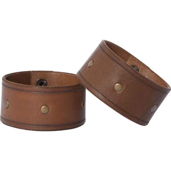 Simple Studded Leather Wrist Cuffs