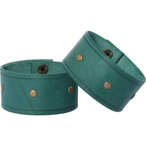 Simple Studded Leather Wrist Cuffs