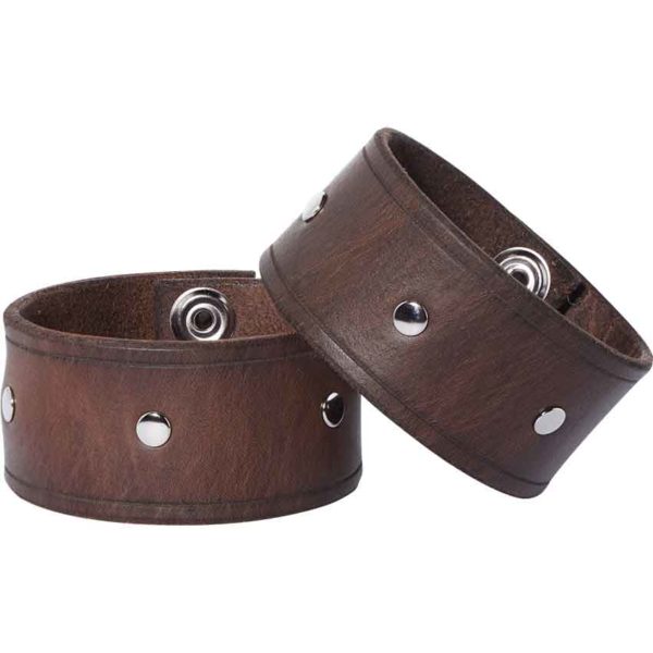 Simple Studded Leather Wrist Cuffs