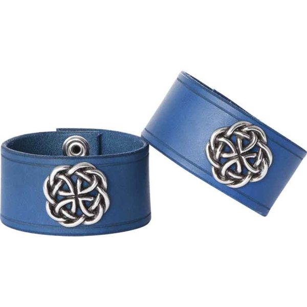 Leather Wrist Cuffs with Celtic Knot