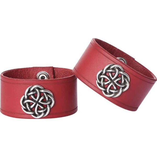 Leather Wrist Cuffs with Celtic Knot