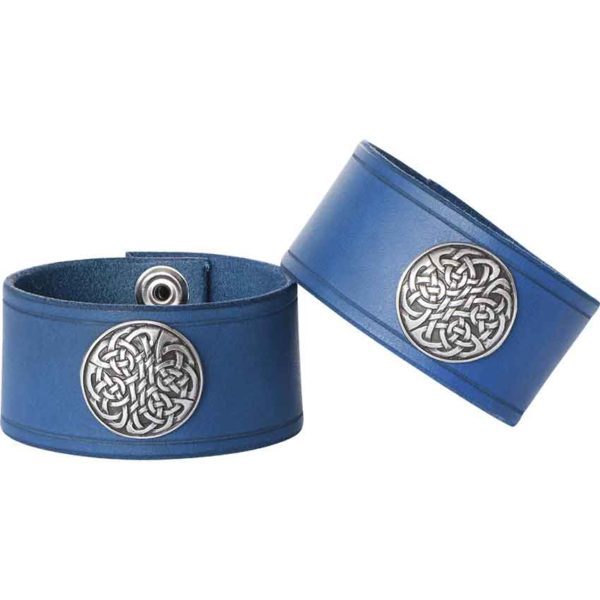 Leather Wrist Cuffs with Celtic Shield